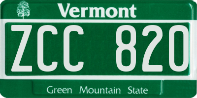 VT license plate ZCC820