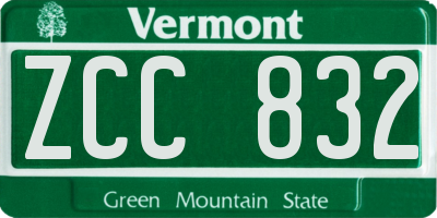 VT license plate ZCC832