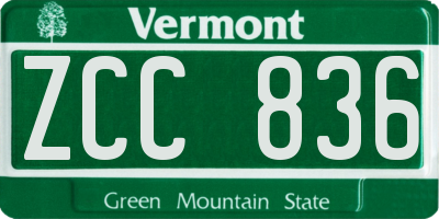 VT license plate ZCC836