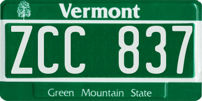 VT license plate ZCC837