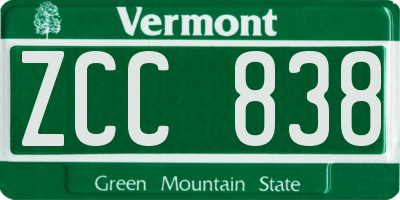 VT license plate ZCC838