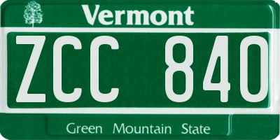 VT license plate ZCC840