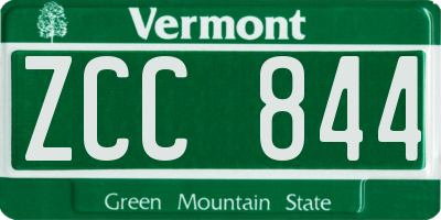 VT license plate ZCC844