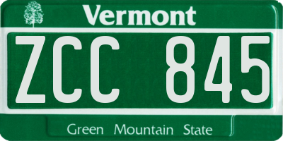 VT license plate ZCC845