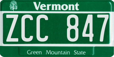 VT license plate ZCC847