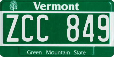 VT license plate ZCC849