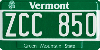 VT license plate ZCC850