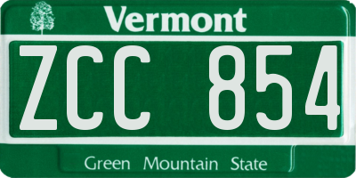 VT license plate ZCC854