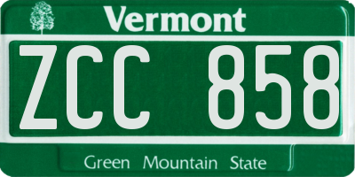 VT license plate ZCC858