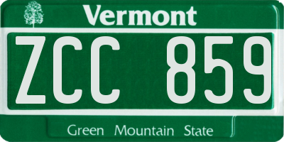 VT license plate ZCC859