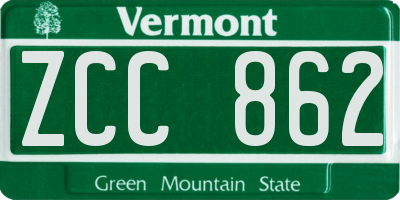 VT license plate ZCC862