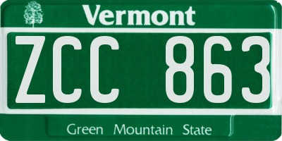 VT license plate ZCC863