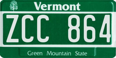 VT license plate ZCC864