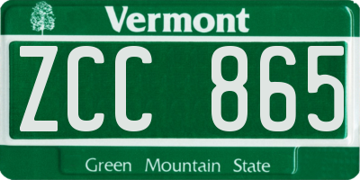 VT license plate ZCC865