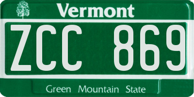 VT license plate ZCC869