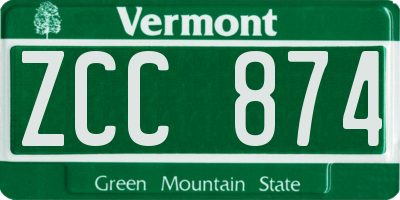 VT license plate ZCC874