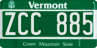 VT license plate ZCC885