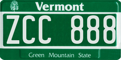 VT license plate ZCC888