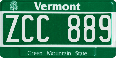VT license plate ZCC889