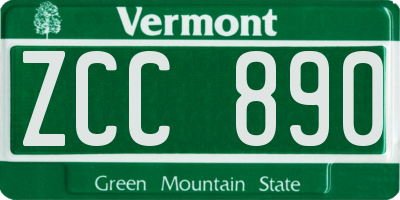 VT license plate ZCC890