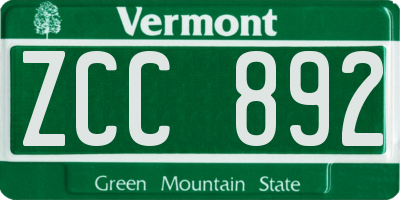 VT license plate ZCC892