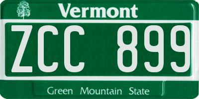 VT license plate ZCC899
