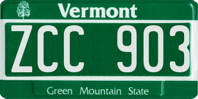 VT license plate ZCC903