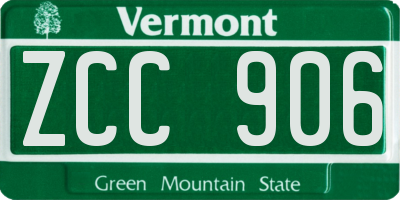 VT license plate ZCC906