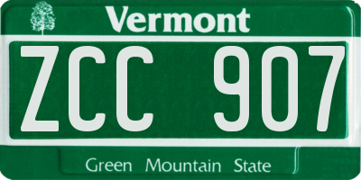 VT license plate ZCC907
