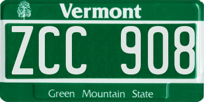 VT license plate ZCC908