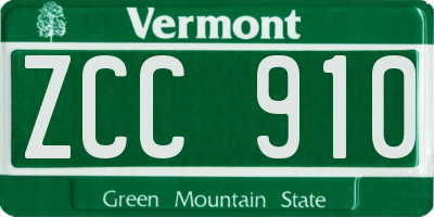 VT license plate ZCC910