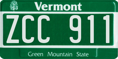 VT license plate ZCC911