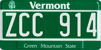 VT license plate ZCC914