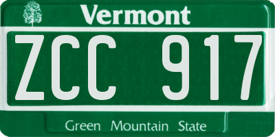 VT license plate ZCC917