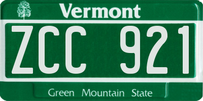 VT license plate ZCC921