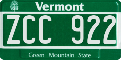 VT license plate ZCC922