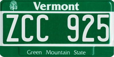 VT license plate ZCC925