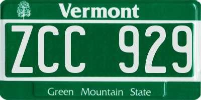 VT license plate ZCC929