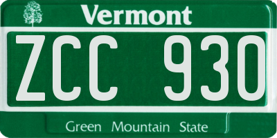 VT license plate ZCC930