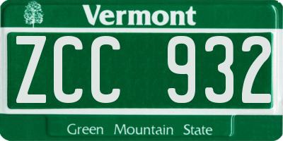 VT license plate ZCC932