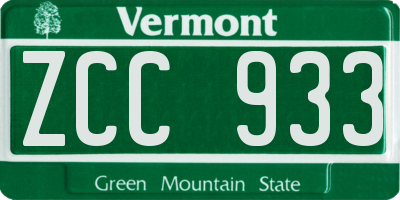 VT license plate ZCC933