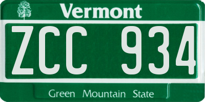 VT license plate ZCC934