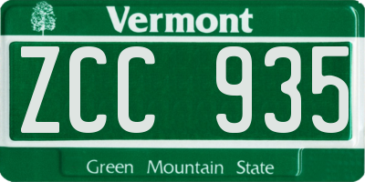 VT license plate ZCC935