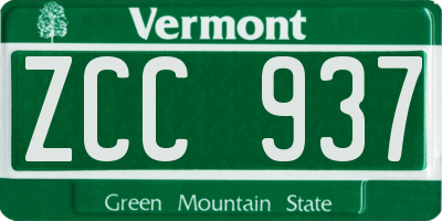 VT license plate ZCC937
