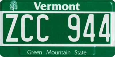 VT license plate ZCC944