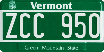 VT license plate ZCC950