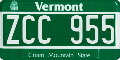 VT license plate ZCC955