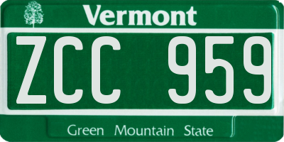 VT license plate ZCC959
