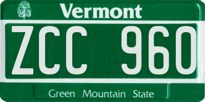 VT license plate ZCC960