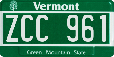 VT license plate ZCC961